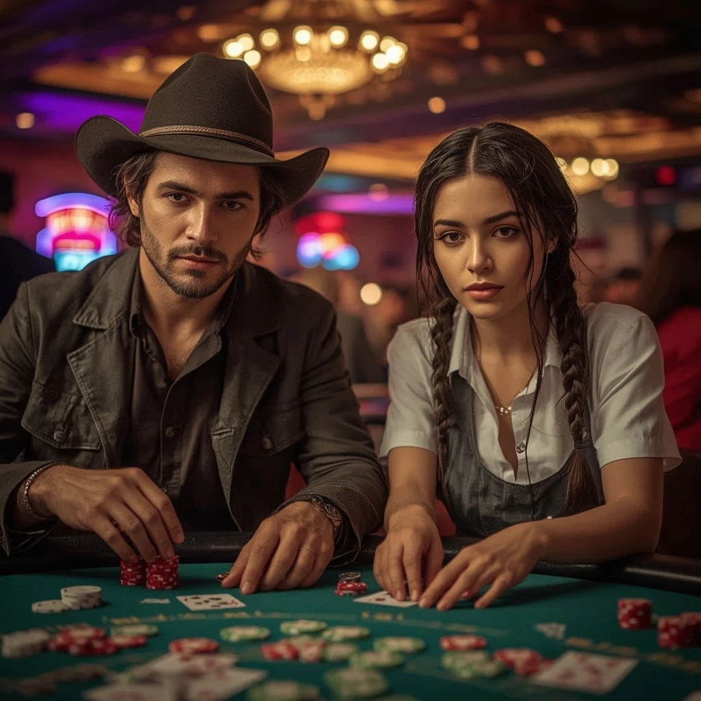 photo de deux joueurs de poker Majestic Slots Casino